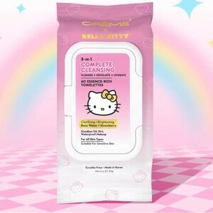 HOT The Crème Shop Hello Kitty Pink 3-in-1 Complete Cleansing Towelettes